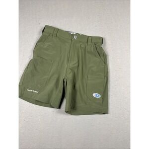 Mossy Oak Flex Fishing Cargo Shorts Men's Small Olive green Hydroplex Cooling